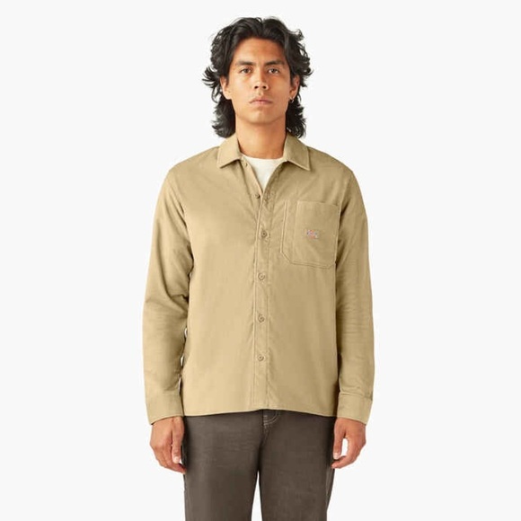 Dickies Relaxed Fit Corduroy Shirt, Tan, 2XL - Picture 1 of 8